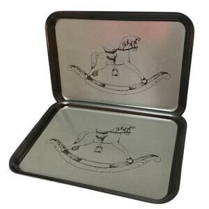 Vintage IKEA Rocking Horse Tray SET OF 2 Melamine Serving Kids Children 11x8
